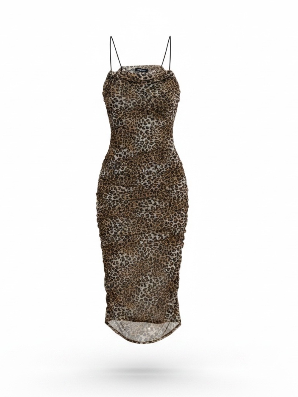 NWOT Leopard Mesh Ruched Midi Dress | OS